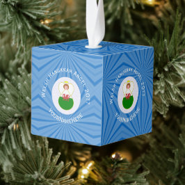 Adorno Cúbico Bandera personalizada de Hanukkah del ángel galés 