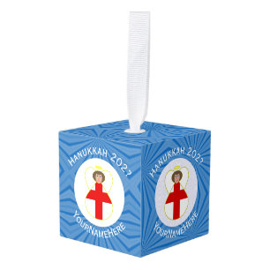 Adorno Cúbico Bandera personalizada de Hanukkah del ángel inglés
