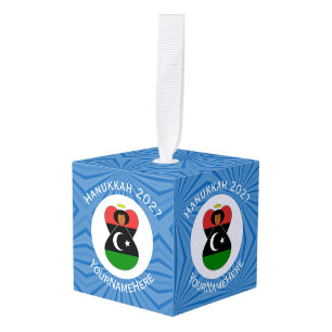 Adorno Cúbico Bandera personalizada de Hanukkah del ángel libio