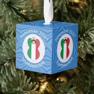 Adorno Cúbico Bandera personalizada del ángel italiano de Hanukk