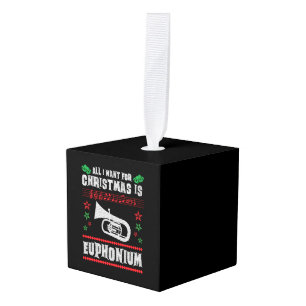 Adorno Cúbico Baritone Euphonium Navidades feos estilo suéter