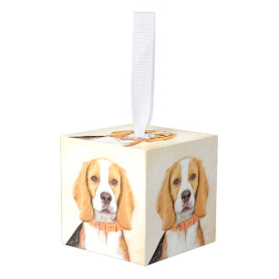 Adorno Cúbico Beagle Hound Dog Pintura original de animales