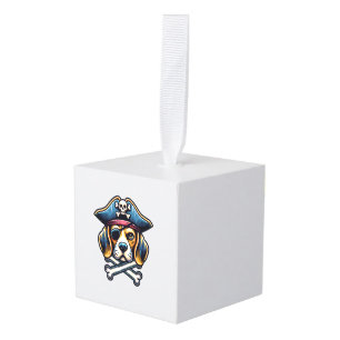 Adorno Cúbico Beagle Pirate Costume Skull Crossbone Dog Amantes