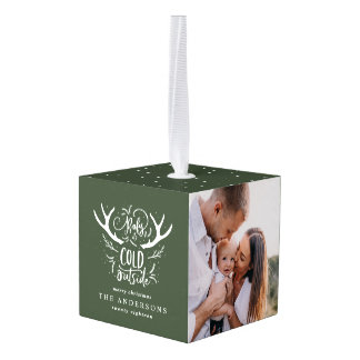 Adorno Cúbico Bebé, es frío, Navidades de fotos.