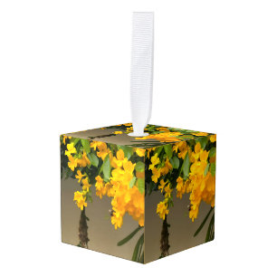 Adorno Cúbico Belleza Flor de Oro