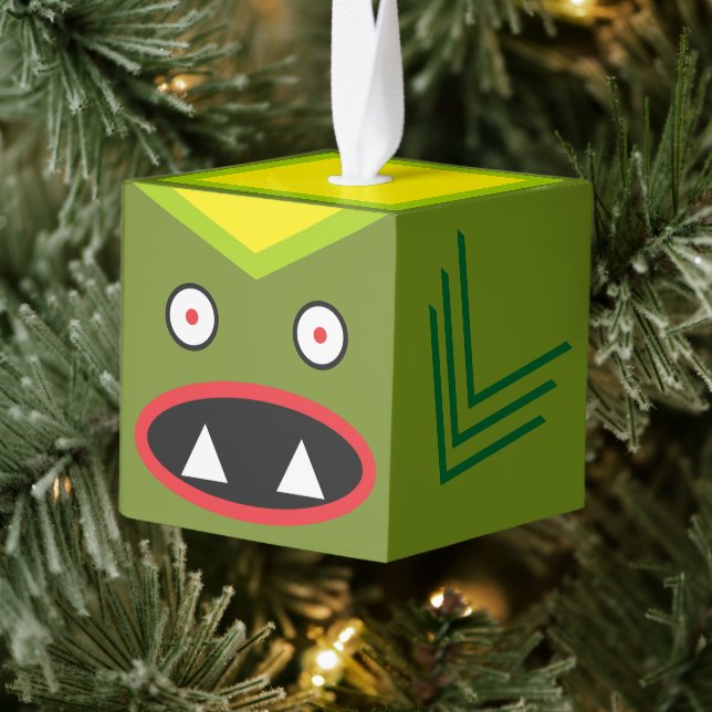 Adorno Cúbico Black Lagoon Wooden Cube Halloween Ornament (Árbol)