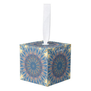 Adorno Cúbico Blue Chakra Kaleidoscope Thunder_Cove