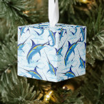 Adorno Cúbico Blue Marlin Jumping out of Ocean<br><div class="desc">Realistic illustration of a beautiful Marlin Fish Ocean Animal jumping out of ocean. Vector Art copyright BluedarkArt TheChameleonArt.</div>