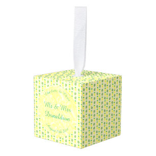 Adorno Cúbico Boda de verano tropical Piña y hojas de palmera