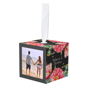 Adorno Cúbico Boda personalizado de la flor acuática de la amapo