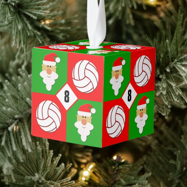 Adorno Cúbico Bolas de voleibol y número de Jersey del Personali (Árbol)