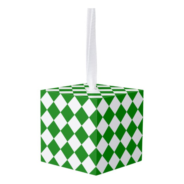 Adorno Cúbico Bold Green and White Chevron Pattern Classic (Reverso en perspectiva)