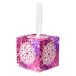 Adorno Cúbico Borgoña Magenta Peach Purple Dahlia Delight