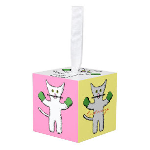 Adorno Cúbico Boxing Kitten con Mittens_Cove