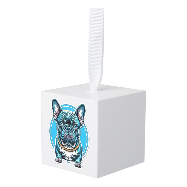 Adorno Cúbico Bulldog francés (Anverso en perspectiva)