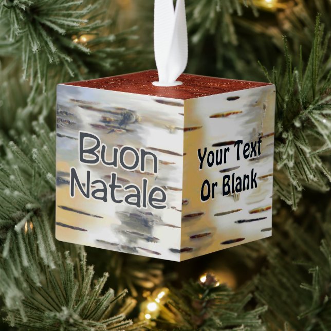 Adorno Cúbico Buon Natale - Birchbark (Árbol)