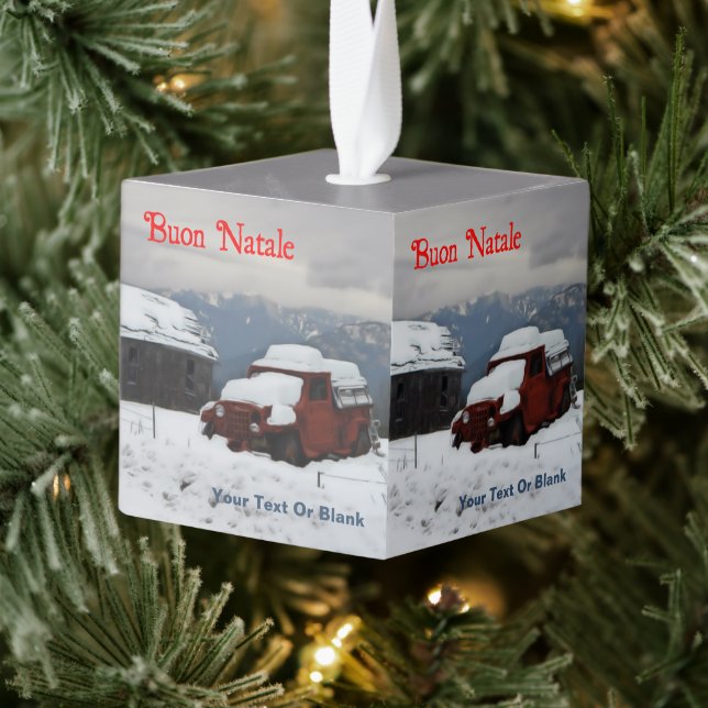 Adorno Cúbico Buon Natale - Viejo Camión Rojo (Árbol)