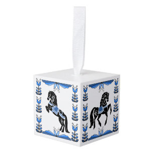 Adorno Cúbico Caballo azul/blanco/negro popular del frisio del