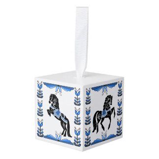 Adorno Cúbico Caballo azul/blanco/negro popular del frisio del
