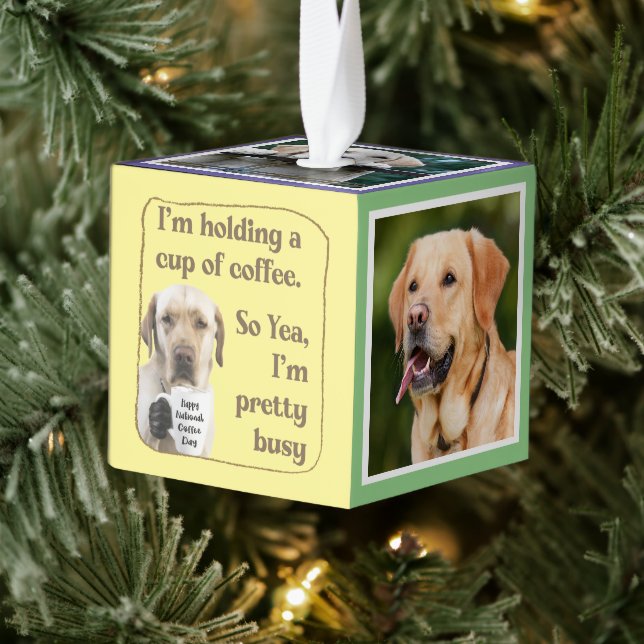 Adorno Cúbico Café lindo personalizado de Labrador (Árbol)