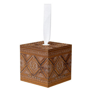 Adorno Cúbico Caja de madera tallada rusa
