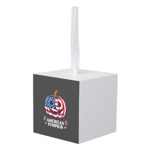 Adorno Cúbico Calabaza americana de Halloween bandera de EEUU es