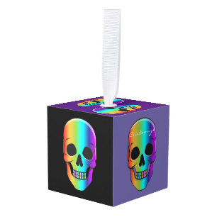 Adorno Cúbico Calavera Humana Psicodélica Thunder_Cove