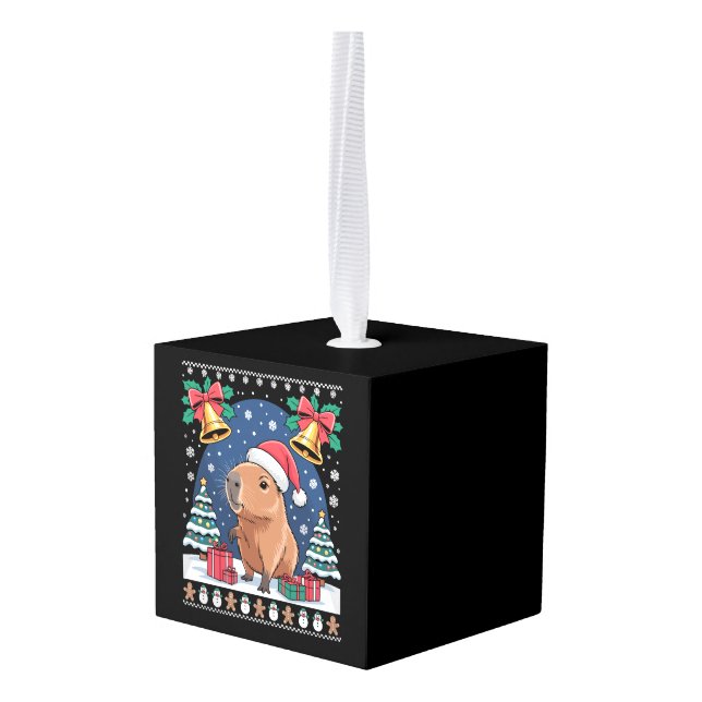 Adorno Cúbico Capybara Animal Lover Xmas Gift Ugly Capybara  (Reverso en perspectiva)