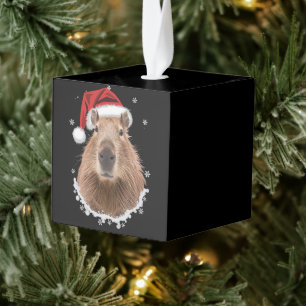 Adorno Cúbico Capybara Divertida Navidad