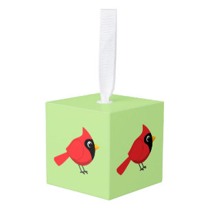 Adorno Cúbico Cardenal rojo Personalizado con flores