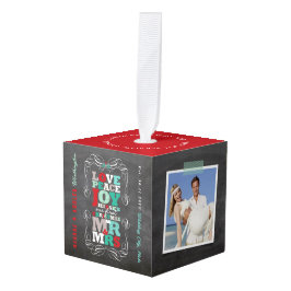 Adorno Cúbico Chalkboard Mistletoe Vintage Primera Foto De Navid