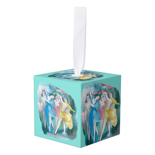 Adorno Cúbico Chica Ballerina Dancers Thunder_Cove (Anverso en perspectiva)