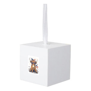 Adorno Cúbico Chicle Patriótico de Vaca de las Tierras Altas Gra