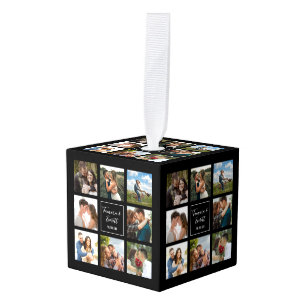 Adorno Cúbico collage de fotos de boda negro