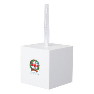Adorno Cúbico Copas de vino rojas de Navidad Corona de acebo Hom