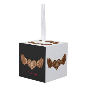 Adorno Cúbico Corazón alado Steampunk con Gears Thunder_Cove