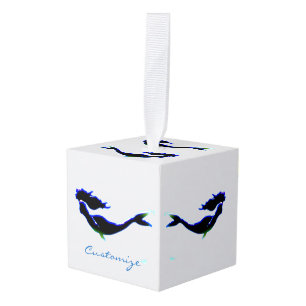 Adorno Cúbico corazón personalizado de sirena subacuática negra