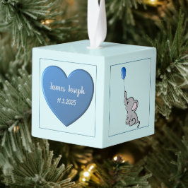 Adorno Cúbico Corazón personalizado y elefante para bebé