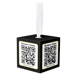 Adorno Cúbico Crea tu propio código QR   Borde dorado blanco neg