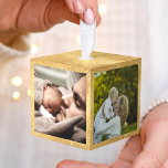 Adorno Cúbico Crear su propia foto familiar de Personalizado Gol<br><div class="desc">Crea tu propio ornamento de cubo personalizado con tus imágenes personalizados. Añade tu foto, diseño o arte favorito para crear algo realmente único. Para editar esta plantilla de diseño, haga clic en 'Cambiar' y cargue su propia imagen como se muestra arriba. Haga clic en el botón 'Personalizar' para agregar texto,...</div>