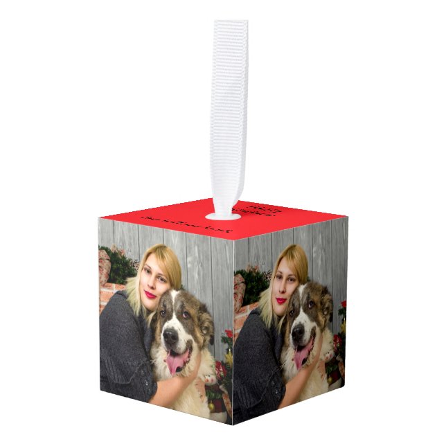 Adorno Cúbico Create Your Own Custom 4 Photo Collage (Anverso en perspectiva)