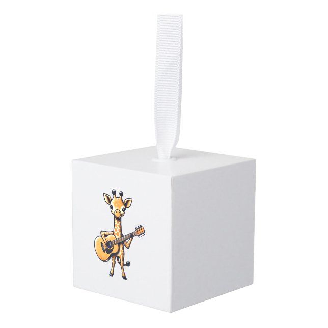 Adorno Cúbico Cuidada jirafa tocando guitarra jirafas músico Mus (Anverso en perspectiva)