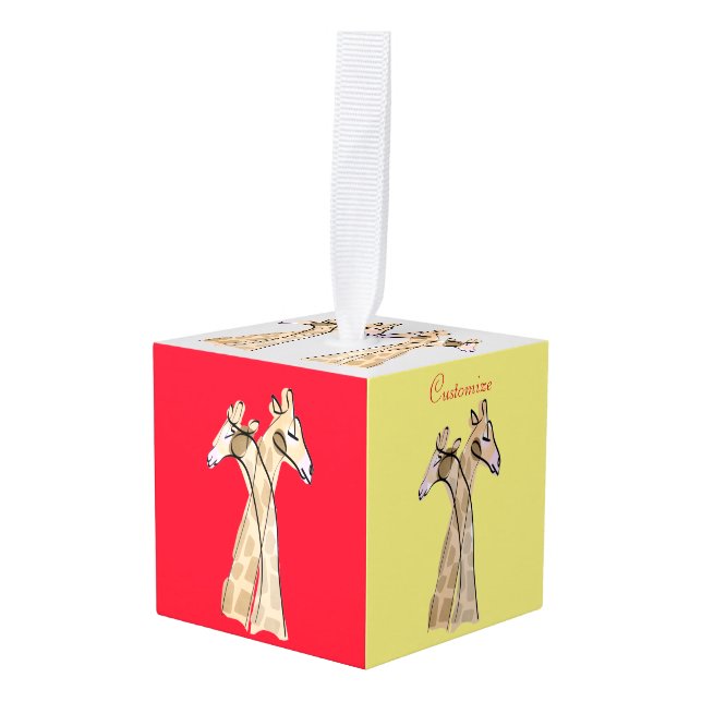 Adorno Cúbico Cuidada pareja de jirafa Thunder_Cove (Anverso en perspectiva)