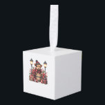 Adorno Cúbico Curte Winter Highland Cow Red Plaid Lantern Christ<br><div class="desc">Cute invierno Highland Navidades Red Plaid Lantern de la vaca roja Heifer</div>