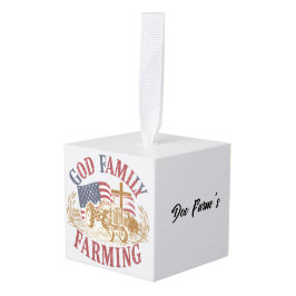 Adorno Cúbico Custom “God Family Farming” Ornament
