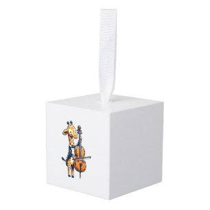 Adorno Cúbico Cuta jirafa tocando música Cello Giraffes