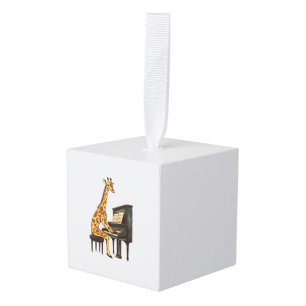 Adorno Cúbico Cuta jirafa tocando piano jirafas música