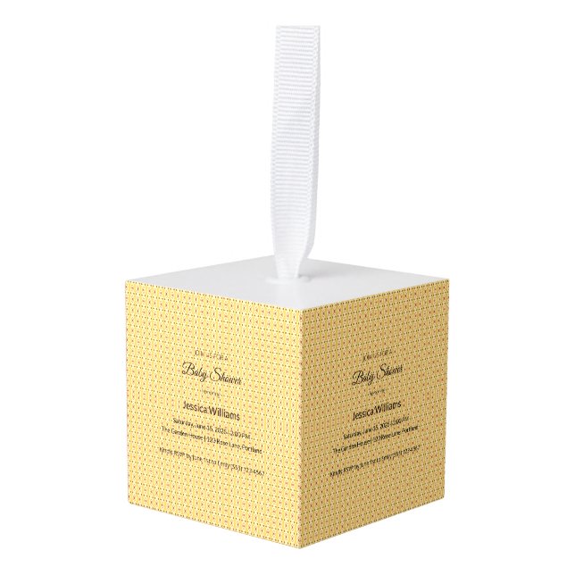 Adorno Cúbico Cute Boho Baby Shower Género neutro, Personalizabl (Anverso en perspectiva)