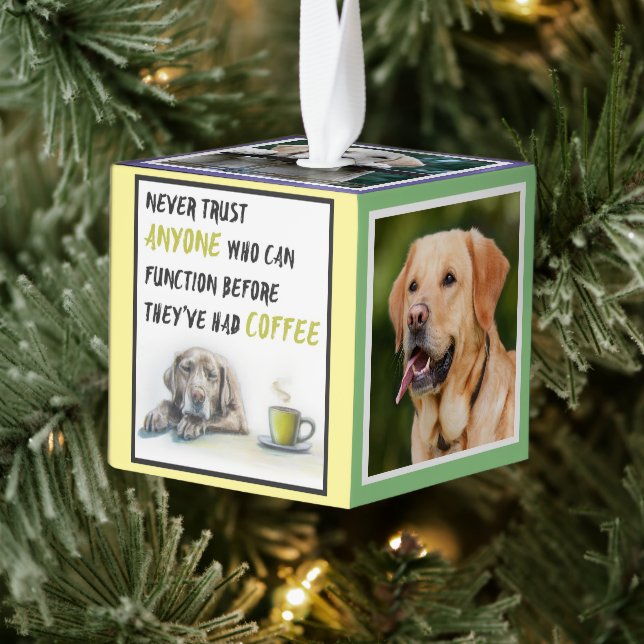 Adorno Cúbico Cute Labrador personalizado Cubo Ornament (Árbol)