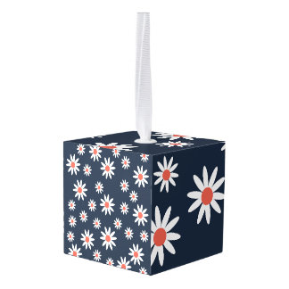 Adorno Cúbico Daises Flower